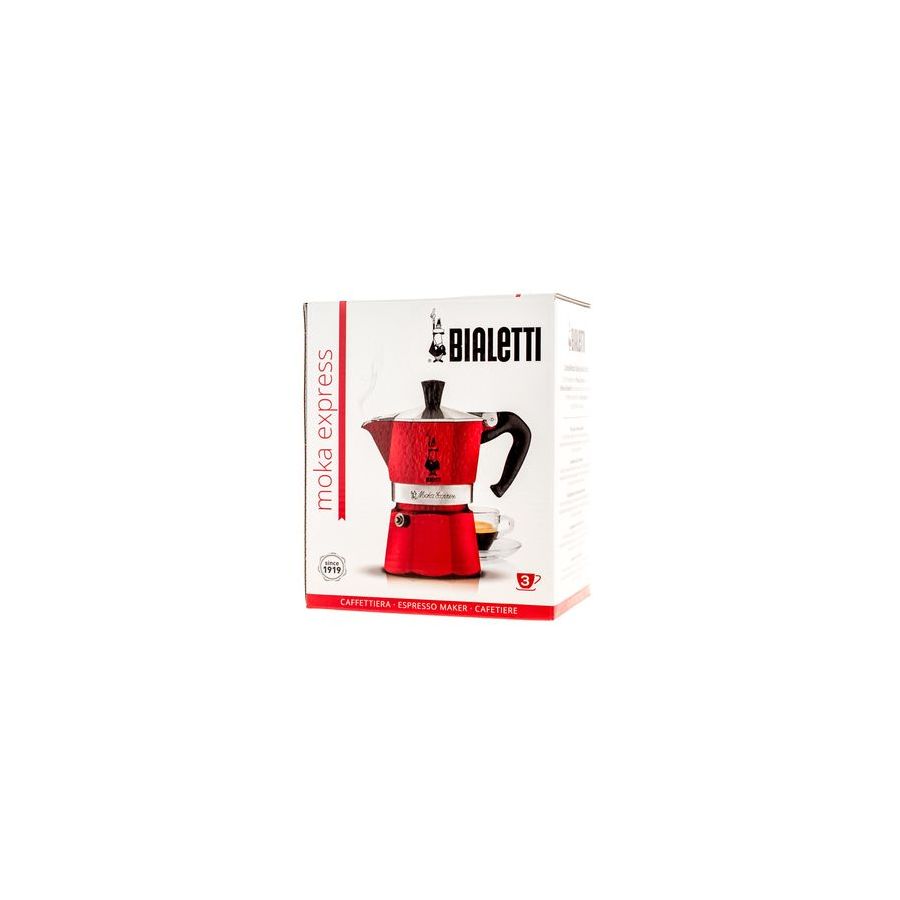 Bialetti Moka Express 3 moka kuhalo crveno