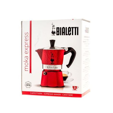 Bialetti Moka Express 3 moka kuhalo crveno