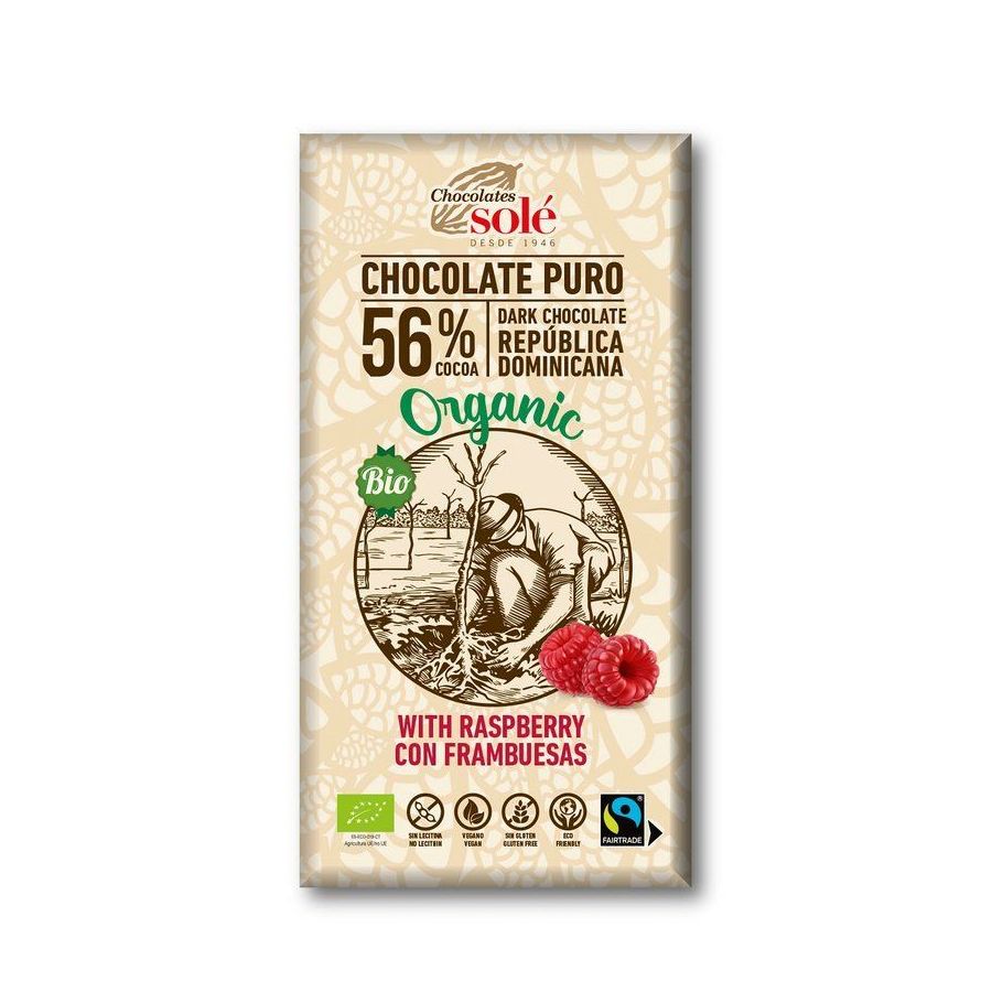 Solé organska čokolada s malinama 56%