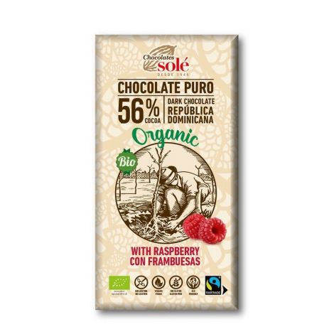 Solé organska čokolada s malinama 56%