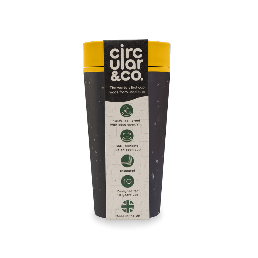 Kružna šalica (rCup) crna i senf 340 ml