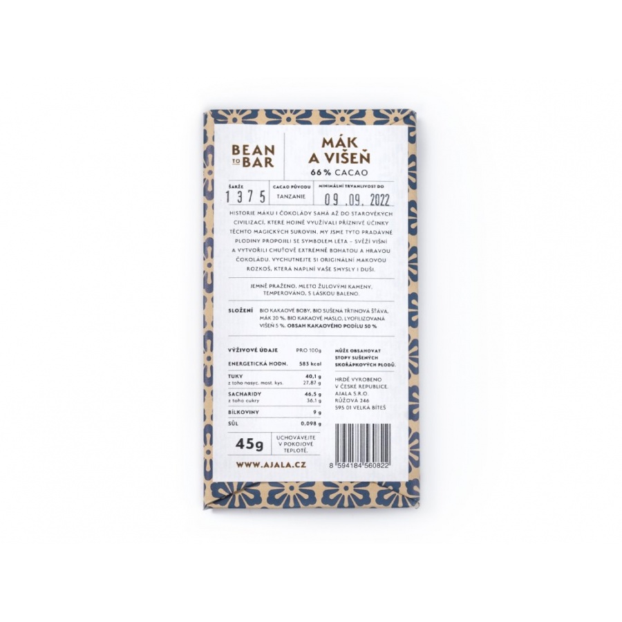 Čokolada Ajala 66% Mak i višnja