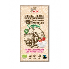 Chocolates Solé - Bijela organska čokolada s jogurtom i jagodama