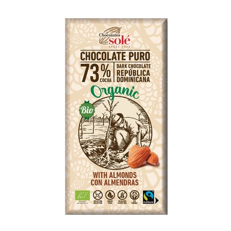 Chocolates Solé - 73% Bio crna čokolada s bademima 150g