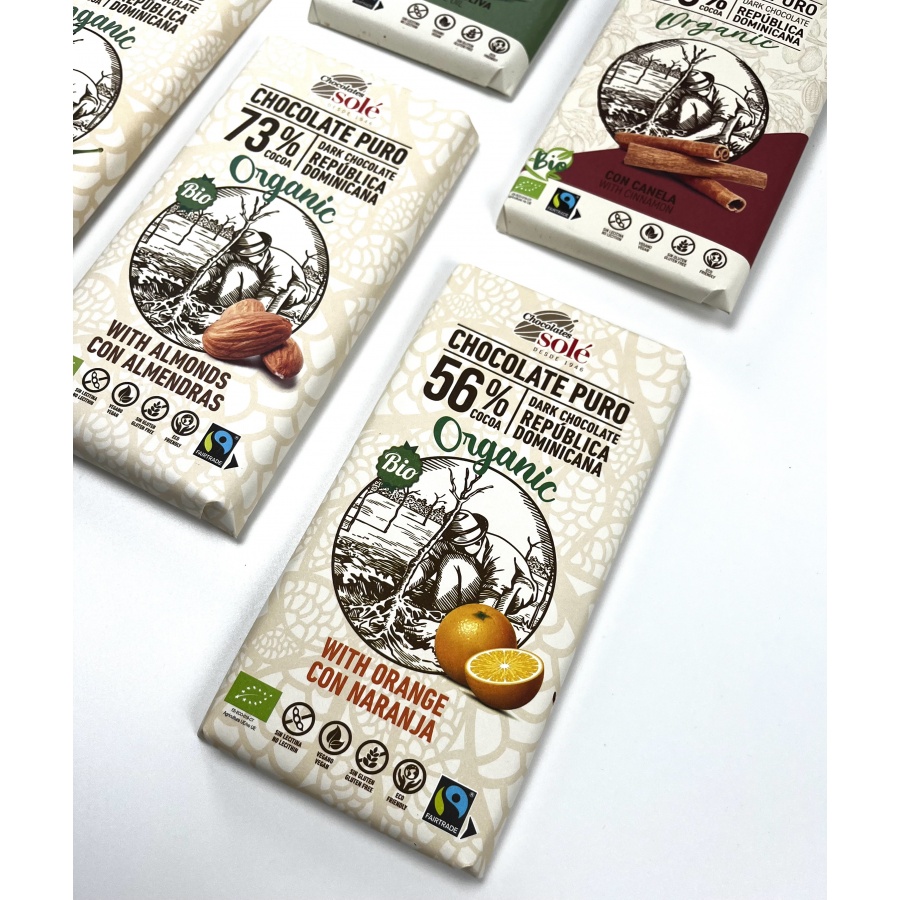 Chocolates Solé - 56% organske čokolade s narančom