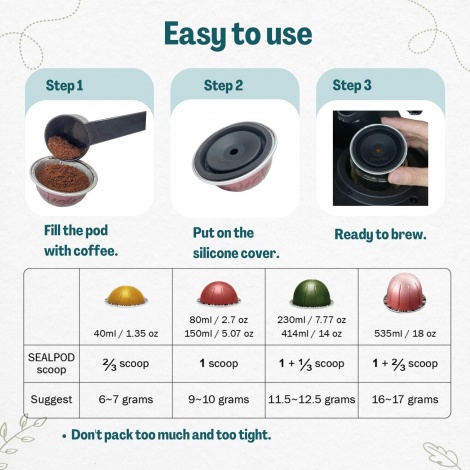 Sealpod zamjenska kapica za Nespresso® Vertuo kapsulu od nehrđajućeg čelika