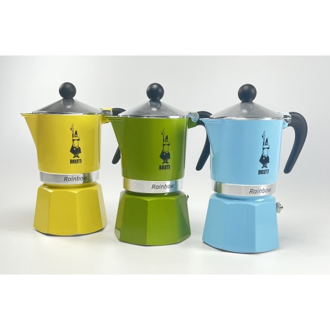 Bialetti Rainbow moka lončić za 3 šalice – plavi