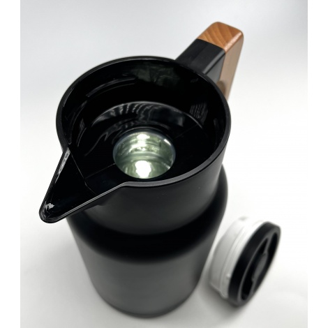 Termos Kaffia 1L s drvenom ručkom - CRNA