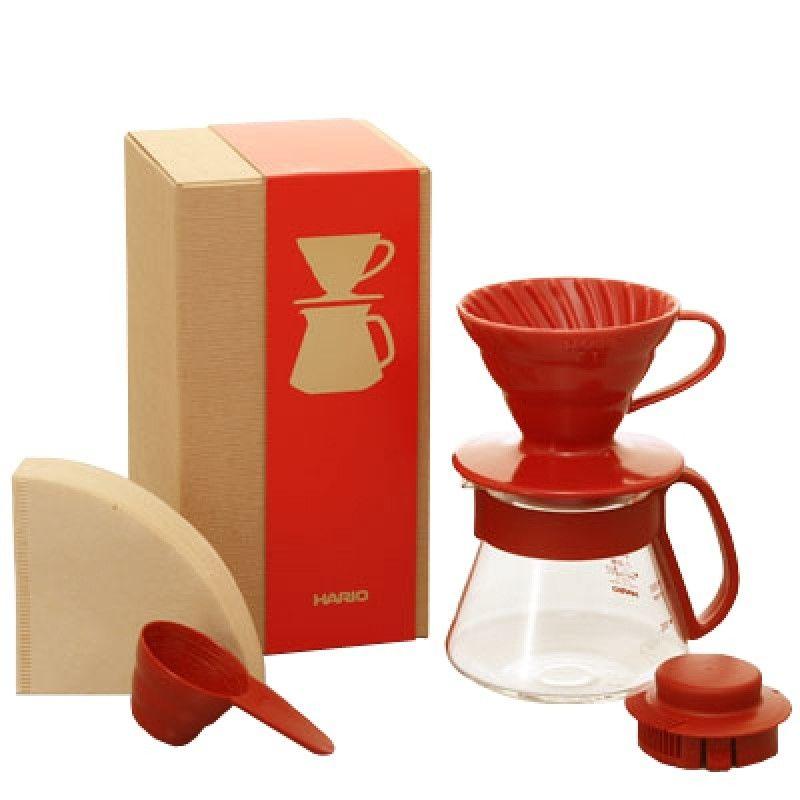 Hario Pour Over Kit Ceramic V60-01 crvena