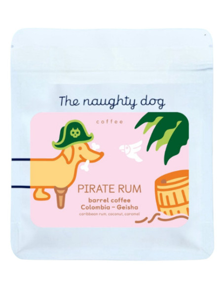 Kava iz bačve Naughty dog PIRATE RUM - gejša 200g